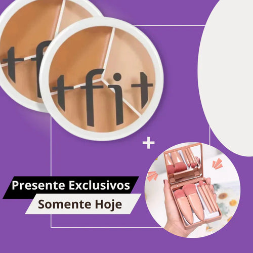 Base Corretivo Fitt 3 em 1® |COMPRE 1 LEVE 2| + Conjunto de Pincéis de Brinde