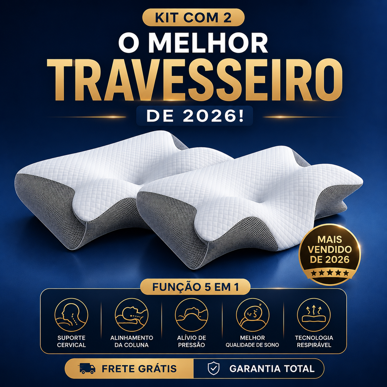Travesseiro Cervical Ergonômico -  5 em 1