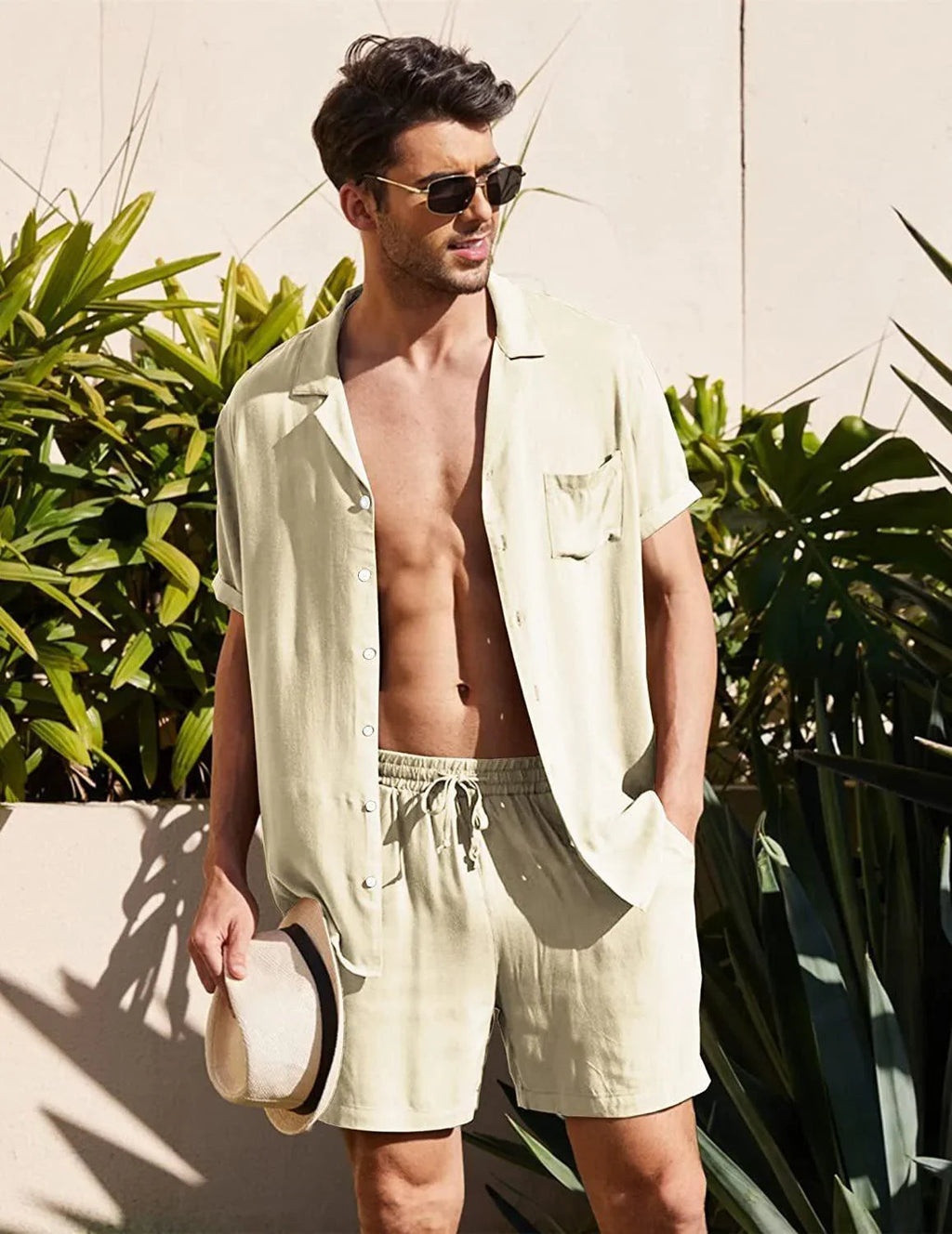 Conjunto Praiano Camisa Manga Curta + Shorts / Top Verão 22/23
