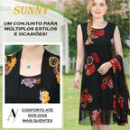 Conjunto Sunny Vestido + Cardigã / Conforto Atemporal com o Melhor do Design Floral!