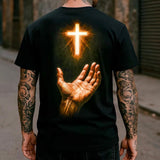 Camiseta Cruz Luminosa ✝️ – Estilo e Fé em Cada Detalhe [Compre 1 Leve 2]