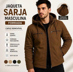 Jaqueta Sarja Forrada Premium com Capuz Removível – Inverno SeuKit