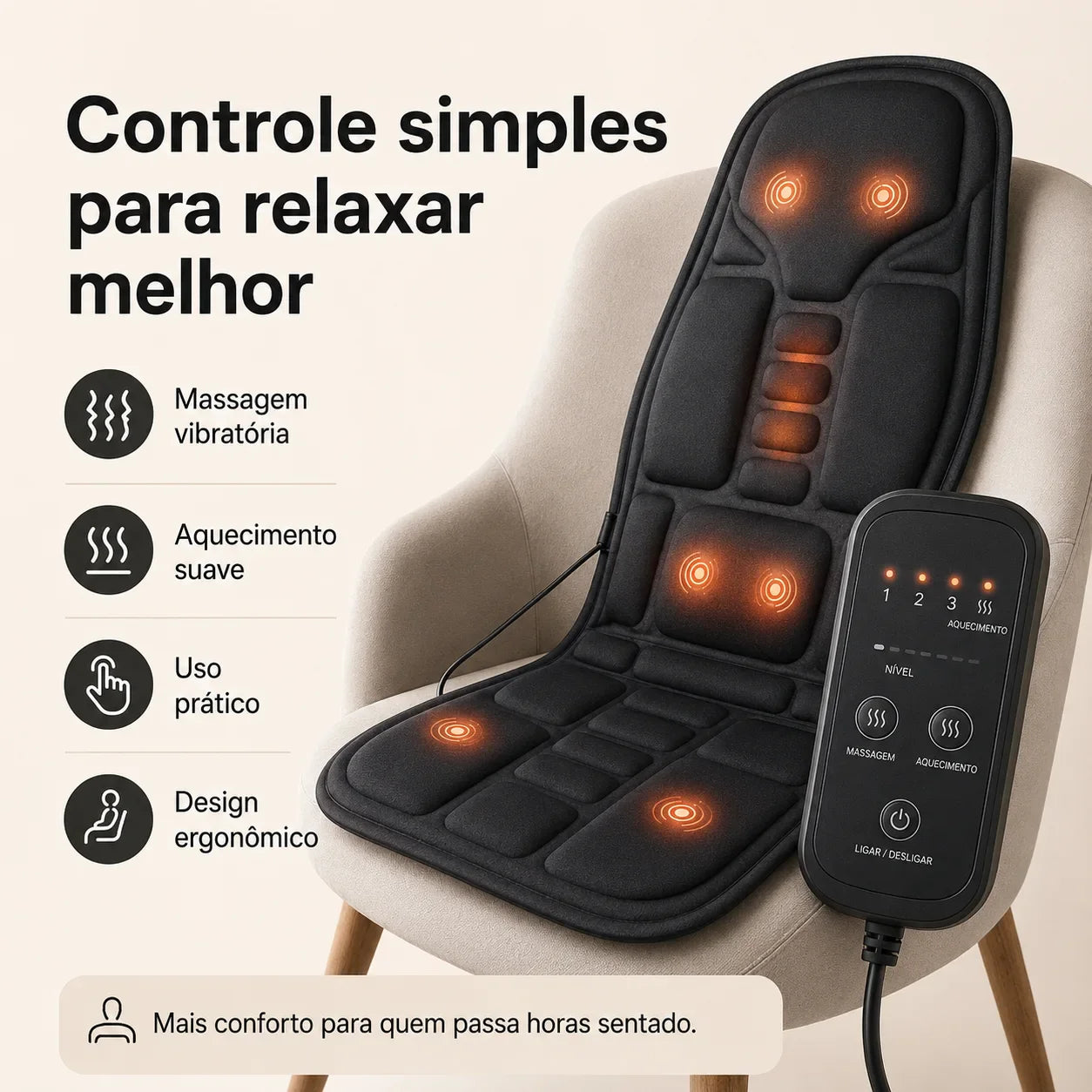 Almofada de Massagem Portátil Com Aquecimento