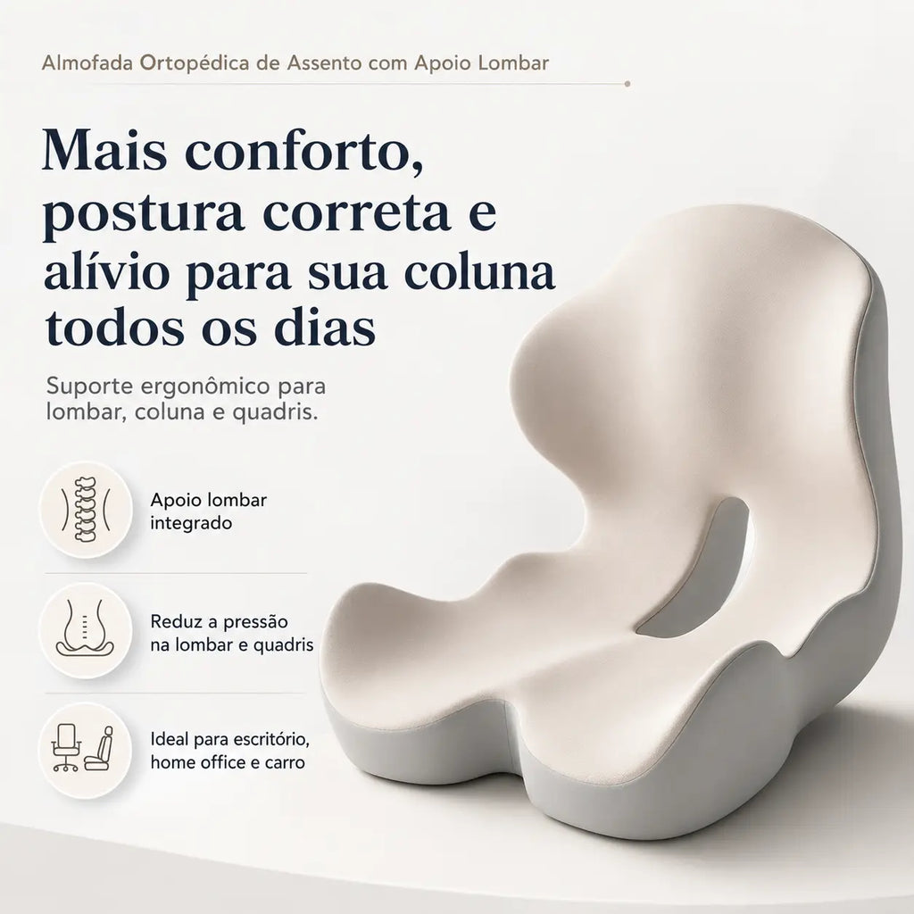 Almofada Ortopédica de Assento com Apoio Lombar