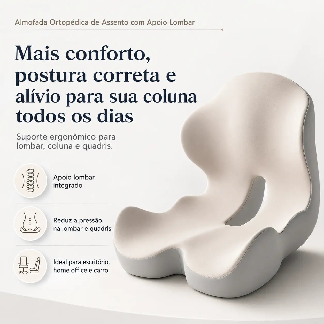 Almofada Ortopédica de Assento com Apoio Lombar