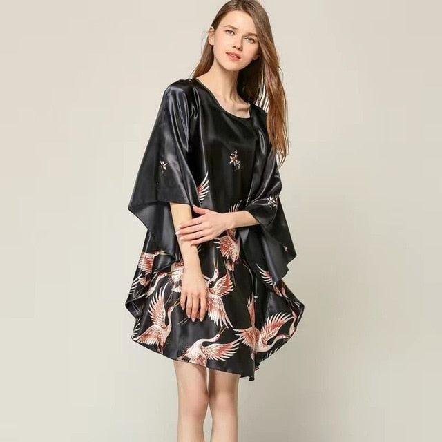 Robe Estilo Quimono em Cetim de Seda