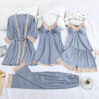 Conjunto SweetDream com 5 Peças em Cetim de Seda / O Conjunto da Mulher Bela & Sensual!